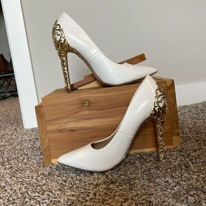 White w/ Gold high heel, Size 6.5US